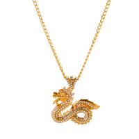Rhinestone Zinc Alloy Necklace, Dragon, gold color plated, fashion jewelry & for woman & with rhinestone, golden cm 
