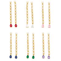 Cubic Zircon Brass Earring, with Cubic Zirconia, gold color plated, for woman 