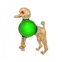 Resin Brooch, Zinc Alloy, with Resin, Dog, gold color plated, Unisex & with rhinestone 