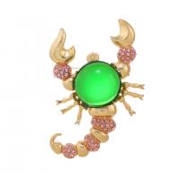 Resin Brooch, Zinc Alloy, with Resin, Scorpion, gold color plated, Unisex & with rhinestone 