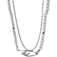 Plastik-Perlenkette, Zinklegierung, mit Kunststoff Perlen, Doppelschicht & Modeschmuck & für Frau, Länge:37 cm, 40 cm, verkauft von PC