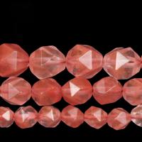 Glass Gemstone Beads, polished, DIY & faceted, cherry quartz 