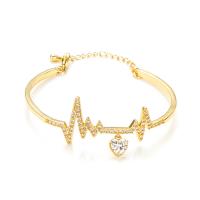 Cubic Zirconia Micro Pave Brass Bracelet, gold color plated, fashion jewelry & micro pave cubic zirconia & for woman Approx 6.69 Inch 
