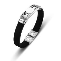 Silicone Stainless Steel Bracelets, with Titanium Steel, Donut, polished, fashion jewelry & for man, black 