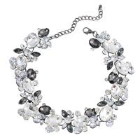 Rhinestone Zinc Alloy Necklace, silver color plated, fashion jewelry & for woman & with glass rhinestone, two different colored .8 cm 