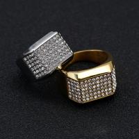 Rhinestone Stainless Steel Finger Ring, 316L Stainless Steel, Vacuum Ion Plating, fashion jewelry & Unisex & with rhinestone 16mm 