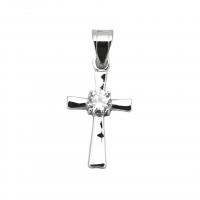 Cubic Zirconia Stainless Steel Pendant, 316L Stainless Steel, Cross, Vacuum Ion Plating, fashion jewelry & Unisex & with cubic zirconia 