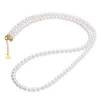 Natural Freshwater Pearl Necklace, with 18K Gold, with 0.78 inch extender chain, for woman, white Approx 16.41 Inch 