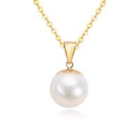 Natural Freshwater Pearl Necklace, Thailand Sterling Silver, with Freshwater Pearl & 18K Gold, 18K gold plated, for woman, 11mm Approx 17.32 Inch 