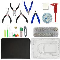 Zinc Alloy Jewelry making tool set, with Canvas & Brass & Iron, Rectangle, plated, DIY, mixed colors 