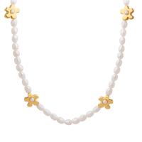 Natural Freshwater Pearl Necklace, with Titanium Steel, with 1.97inch,2.76inch extender chain, plated, fashion jewelry & for woman 4mm,11mm Approx 6.69 Inch, Approx 15.75 Inch 