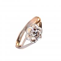 Латунное кольцо с стразами, Медно-никелевый сплав, Форма цветка, покрытый платиной, регулируемый & Женский & со стразами & отверстие, размер:6-8, продается PC