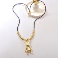 Zinc Alloy Necklace, with leather cord, plated, fashion jewelry & for woman Approx 80 cm 