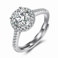 Латунное кольцо с стразами, Латунь, Круглая, покрытый платиной, регулируемый & Женский & со стразами, размер:6-8, продается PC