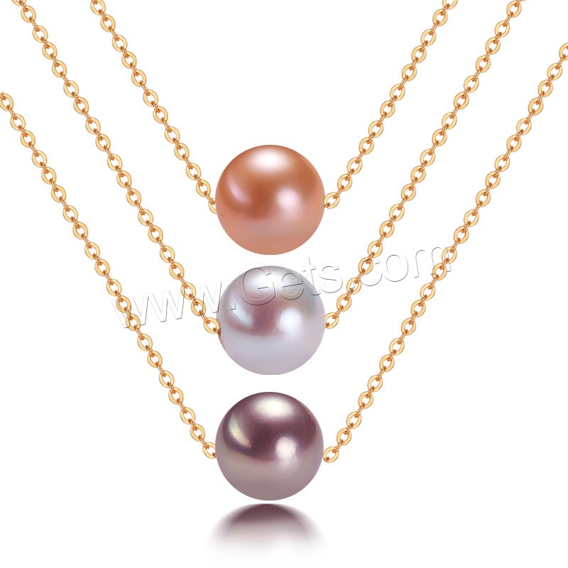 Natural Freshwater Pearl Necklace, with Thailand Sterling Silver, plated, different size for choice & for woman, more colors for choice, Length:Approx 17.71 Inch, Sold By PC