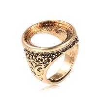 alliage de zinc base d'anneau écu, Plaqué de couleur d'or antique, Réglable & bijoux de mode & unisexe Vendu par PC