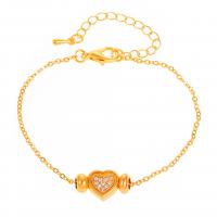 Strass bracelets de cuivre, laiton, avec 5cm chaînes de rallonge, Placage de couleur d'or, bijoux de mode & pour femme & avec strass, doré cm, Vendu par PC
