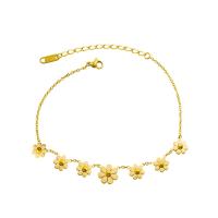 Stainless Steel Anklets Jewelry, Titanium Steel, with 1.97inch extender chain, Daisy, plated, fashion jewelry & for woman 1.6mm,10mm,7.5mm Approx 7.87 Inch 