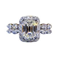 Латунное кольцо с стразами, Латунь, Геометрический узор, покрытый платиной, разный размер для выбора & Женский & со стразами, продается PC