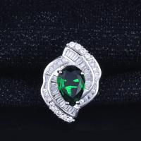 Латунное кольцо с стразами, Латунь, Каплевидная форма, покрытый платиной, регулируемый & Женский & со стразами размер:6-8, продается PC