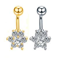 Stainless Steel Belly Ring, 316L Stainless Steel, plated, micro pave cubic zirconia 25mm 