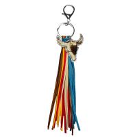 Leather Key Chains, Zinc Alloy, with Microfiber PU & Cowhide, fashion jewelry & for woman & with rhinestone 220mm 