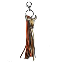 Leather Key Chains, Zinc Alloy, with Microfiber PU & Cowhide, plated, fashion jewelry & for woman 220mm 