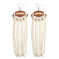 Fashion Tassel Earring, Cotton Thread, with Wood & Iron, fashion jewelry & for woman 165mm 