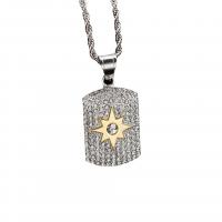 Rhinestone Stainless Steel Pendants, 316L Stainless Steel, Vacuum Ion Plating, fashion jewelry & for man & with rhinestone 