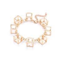 Fashion Zinc Alloy Bracelets, with 7cm extender chain, Cube, gold color plated, fashion jewelry & for woman, golden .5 cm 