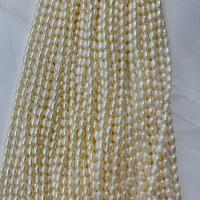 Rice Cultured Freshwater Pearl Beads, DIY, white, 3.5-4mm Approx 15 Inch 
