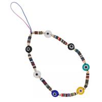 Polymer Clay Mobile Phone Lanyard, with Glass Beads, Evil Eye, Bohemian style & Unisex Approx 28 cm 