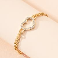 Zinc Alloy Rhinestone Bracelets, gold color plated, fashion jewelry & for woman & with rhinestone Approx 6.69 Inch 