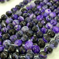 Perles agate de feu craquelées naturelles, agate feu, Rond, DIY & normes différentes pour le choix & facettes, violet Environ 38 cm, Vendu par brin
