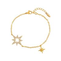 Fashion Zinc Alloy Bracelets, with 3.5cm extender chain, Eight Point Star, gold color plated, fashion jewelry & adjustable & for woman & with rhinestone, golden, 10mm Approx 17 cm 