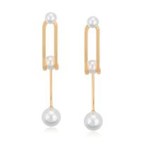 Plastic Pearl Zinc Alloy Earring, with Plastic Pearl, Round, gold color plated, fashion jewelry & for woman 