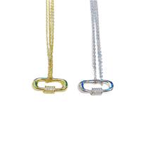 Collier en laiton strass, avec 5cm chaînes de rallonge, Placage, pour femme & avec strass & creux, plus de couleurs à choisir, 73mm Environ 40 cm, Vendu par PC