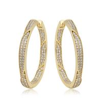 Zinc Alloy Rhinestone Hoop Earring, Donut, gold color plated, fashion jewelry & for woman & with rhinestone, golden 