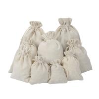 Cotton Jewelry Pouches Bags, Polyester and Cotton white 