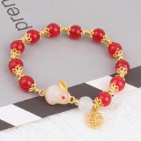 Resin Bracelets, with Brass, Rabbit, gold color plated, Unisex 8mm Approx 18.5 cm 