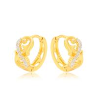 Zinc Alloy Huggie Hoop Earring, gold color plated, fashion jewelry & micro pave cubic zirconia & for woman, golden 