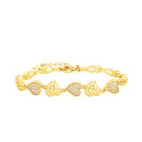 Cubic Zirconia Zinc Alloy Bracelet, with 3.4cm extender chain, Heart, gold color plated, fashion jewelry & micro pave cubic zirconia & for woman, golden, 8mm Approx 16.4 cm 
