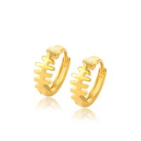 Zinc Alloy Huggie Hoop Earring, Fish Bone, gold color plated, fashion jewelry & for woman, golden 
