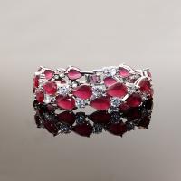 Cubic Zirconia Micro Pave Brass Bracelet, platinum plated, micro pave cubic zirconia & for woman Approx 19 cm 