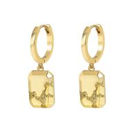 Brass Drop Earring, Rectangle, plated, for woman 