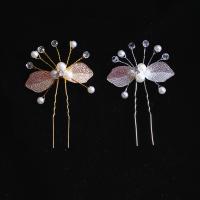 Hair Stick, Zinc Alloy, with Crystal & Plastic Pearl, fashion jewelry & for woman 