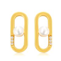 Plastic Pearl Zinc Alloy Earring, with Plastic Pearl, gold color plated, fashion jewelry & for woman & hollow, golden 