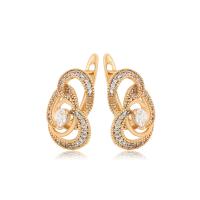 Zinc Alloy Leverback Earring, 18K gold plated, fashion jewelry & micro pave cubic zirconia & for woman, golden 