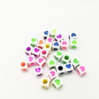 Painted Acrylic Beads, Resin, with Plastic, Square, DIY, mixed colors Approx 