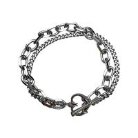 Titane bracelet en acier et bracelet, Acier titane, coeur, Double couche & pour femme, couleur originale Environ 6-7 pouce, Vendu par PC